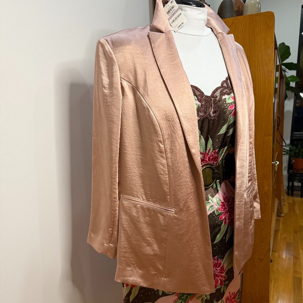 Slip Dress Satin Brown Pink Green Flowers Lace coquette NWOT streetwear 1X Plus - Picture 12 of 12